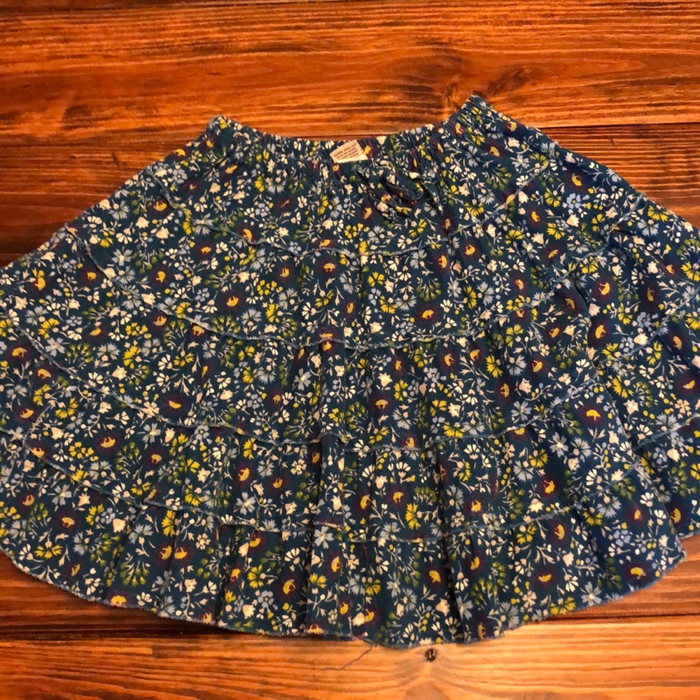 L.L. Bean Corduroy Floral Skirt